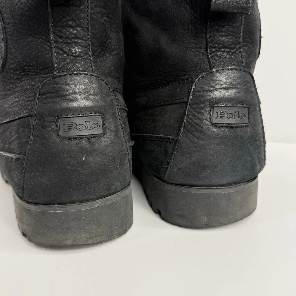 2019 Ranger Gold Thread/Buckle POLO Ralph Lauren Black Grain Leather Boots Sz 11